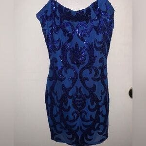 Elegant Blue Sequin Dress